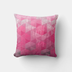 Coussin Motif géométrique de Grunge en relief rose