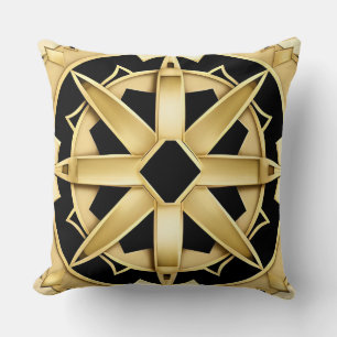 Coussin Motif géométrique doré Art Déco