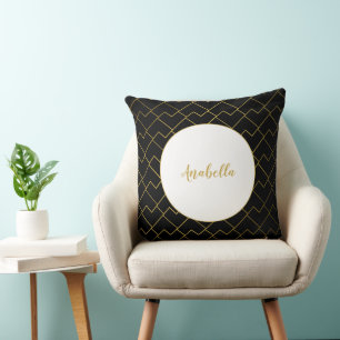 Coussin Motif géométrique doré chic tendance