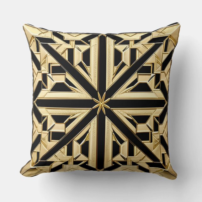 Coussin Motif géométrique doré complexe (Recto)