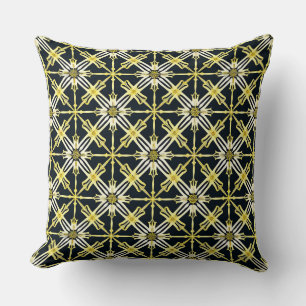 Coussin Motif géométrique doré et blanc