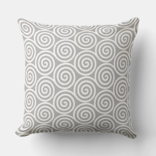 Coussin Motif géométrique en spirale abstraite en gris et 
