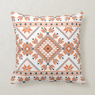 Coussin Motif géométrique ethnique tribal aztèque blanc