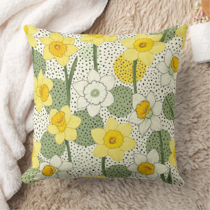 Coussin Motif géométrique floral de jonquille botanique (3