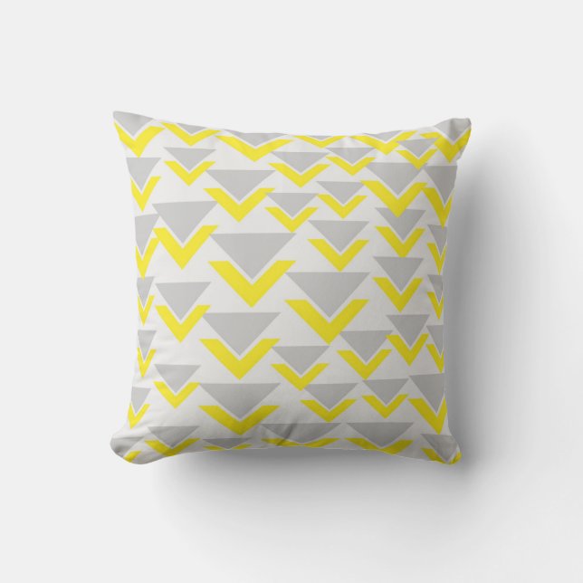 Coussin Motif géométrique gris et jaune (Recto)