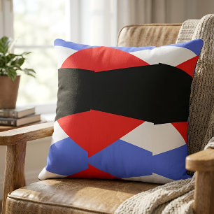 Coussin Motif géométrique harlequin moderne rouge bleu noi