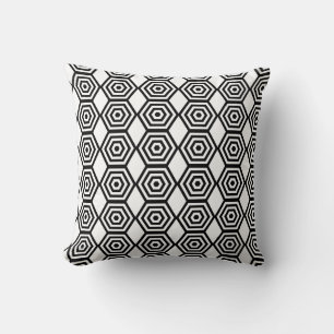 Coussin Motif géométrique hexagonal en noir et blanc
