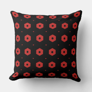Coussin Motif géométrique hexagonal noir et rouge