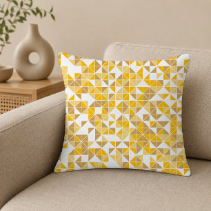 Coussin Motif géométrique jaune doré moderne