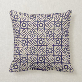 Coussin Motif géométrique marocain bleu islamique