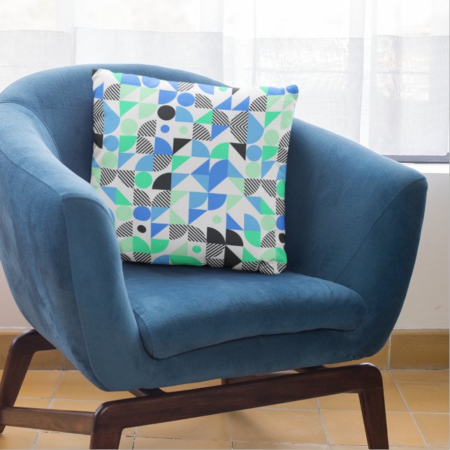 Coussin Motif géométrique moderne bleu Mint vert (Créateur téléchargé)
