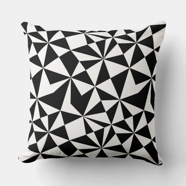 Coussin Motif géométrique moderne noir et blanc (Recto)
