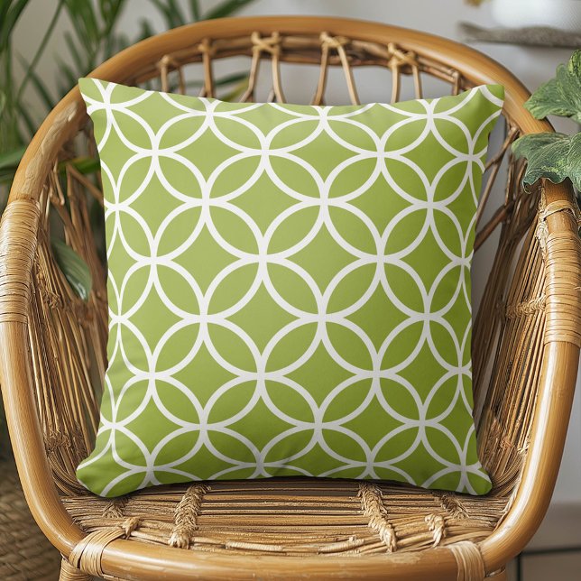 Coussin Motif géométrique moderne vert et blanc Apple (Custom Pillow)
