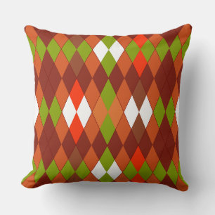 Coussin Motif géométrique multicolore losanges rétro
