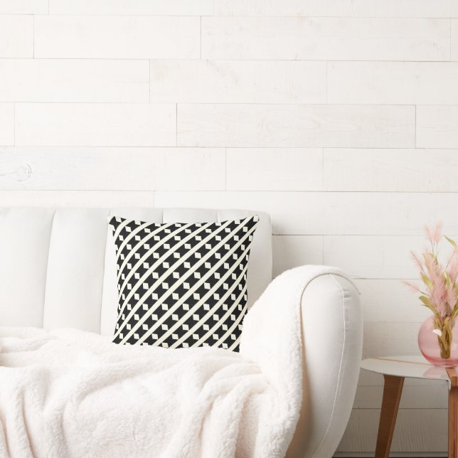 Coussin Motif géométrique noir & blanc blanc (Canapé)