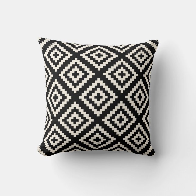 Coussin Motif géométrique noir et crème (Recto)
