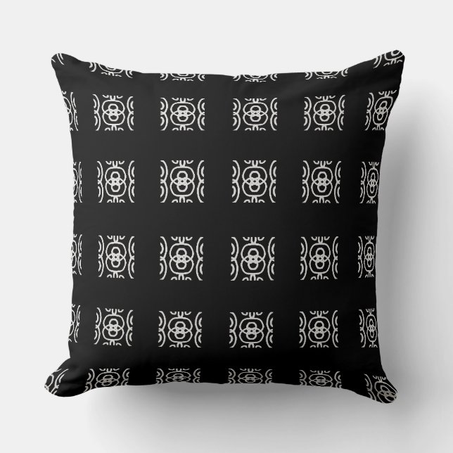 Coussin Motif géométrique noir et gris argenté (Recto)