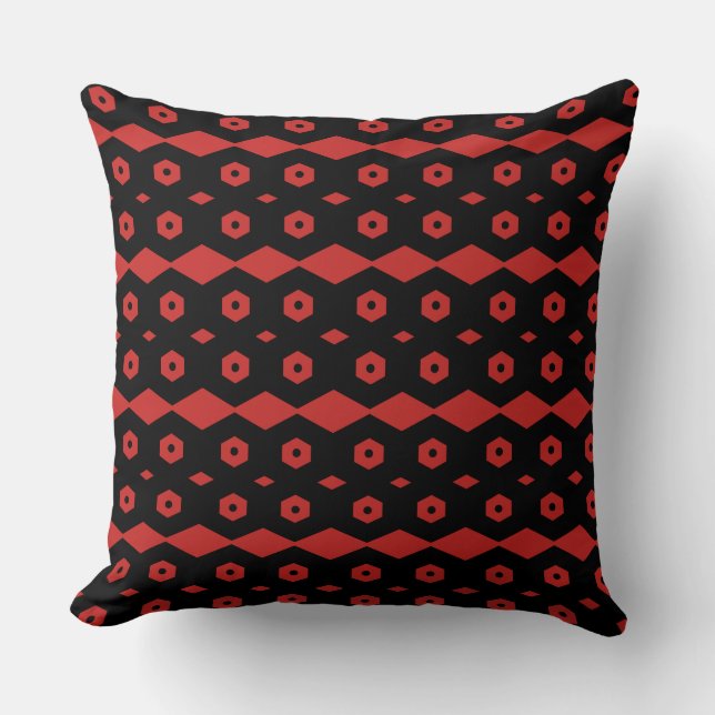 Coussin Motif géométrique noir et rouge (Recto)
