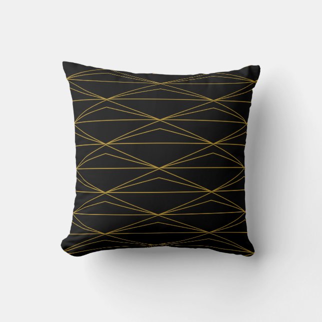 Coussin Motif géométrique Noir Or (Recto)