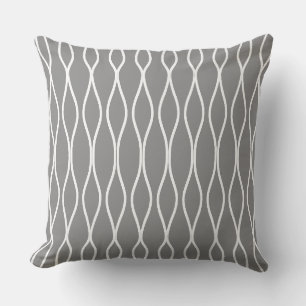 Coussin Motif géométrique ondulé abstrait sur gris argent