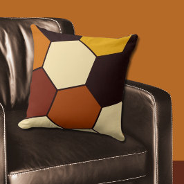 Coussin Motif géométrique orange et noir en hexagone