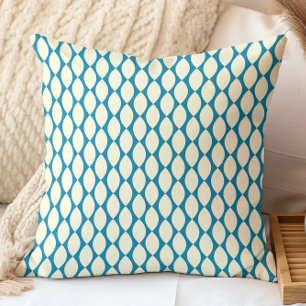 Coussin Motif géométrique rétro bleu, jaune clair