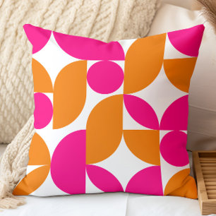 Coussin Motif géométrique rose orange milieu du siècle
