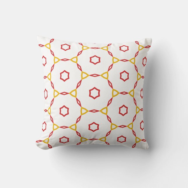 Coussin Motif géométrique rouge et jaune (Recto)