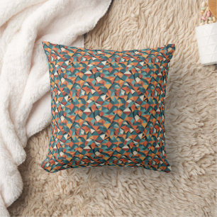 Coussin Motif géométrique sarcelle et orange du milieu du