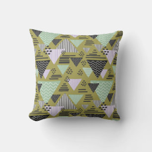 Coussin Motif géométrique triangulaire de style rétro Memp