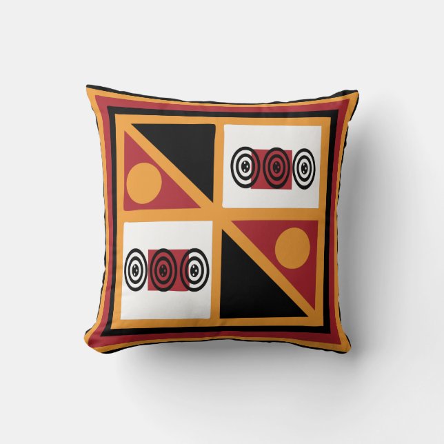 Coussin motif géométrique tribal d'Afrique Abstraite (Recto)