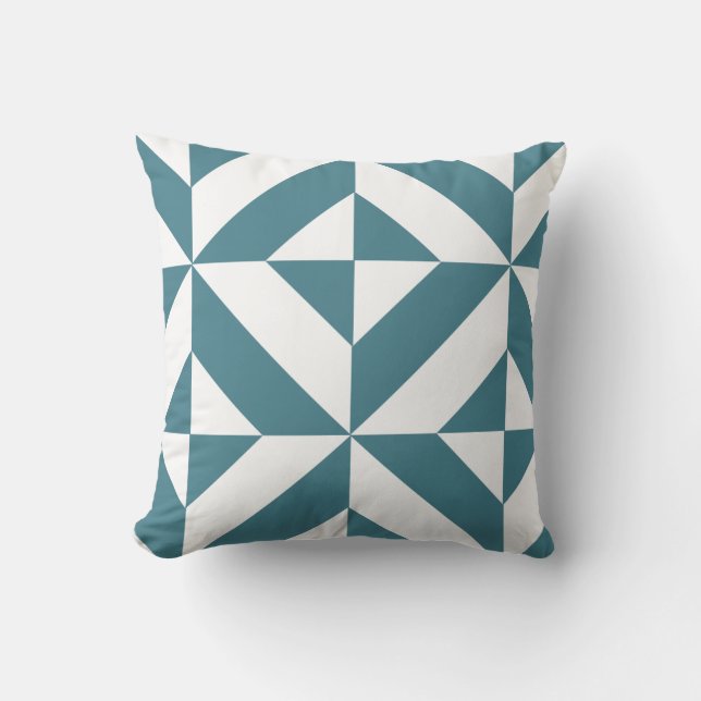 Coussin Motif géométrique turquoise profond de cube en (Recto)