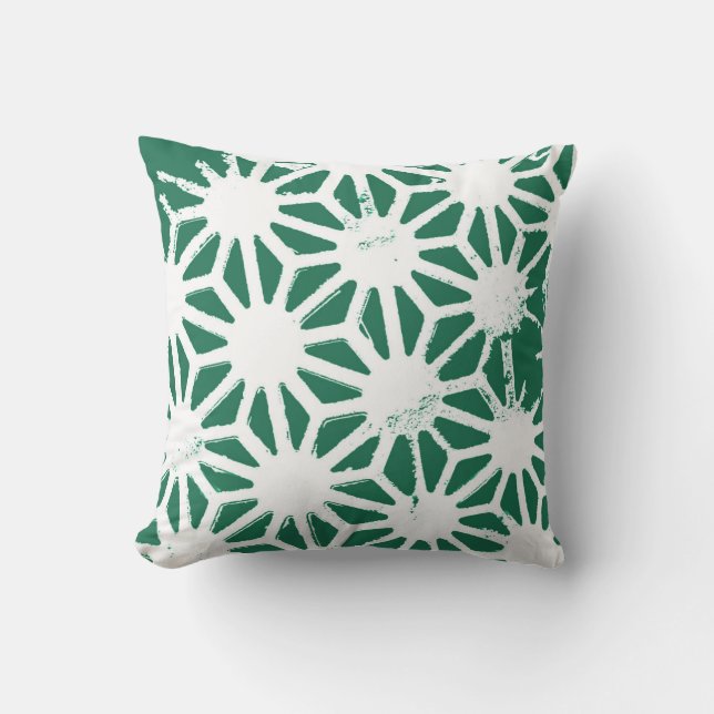 Coussin Motif géométrique vert et blanc (Recto)