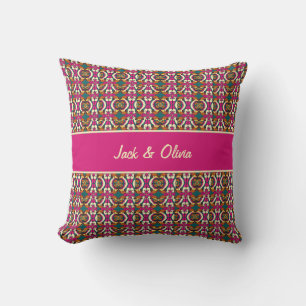 Coussin Motif géométrique vintage Retro Floral Avec Noms