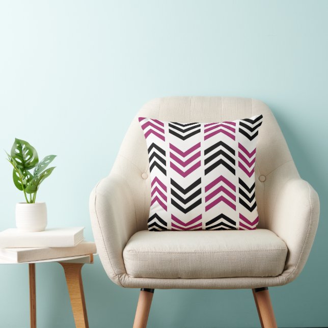 Coussin Motif géométrique violet noir Chevron (Chaise)