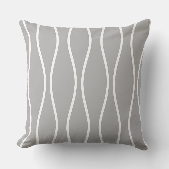 Coussin Motif géométrique Wavy Abstrait en gris clair (Recto)