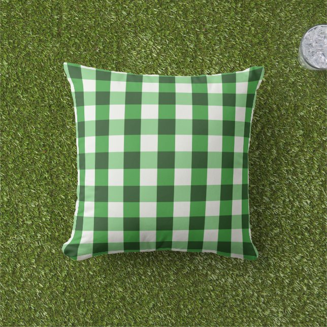 Coussin Motif Gingham Vert Forêt (Herbe)