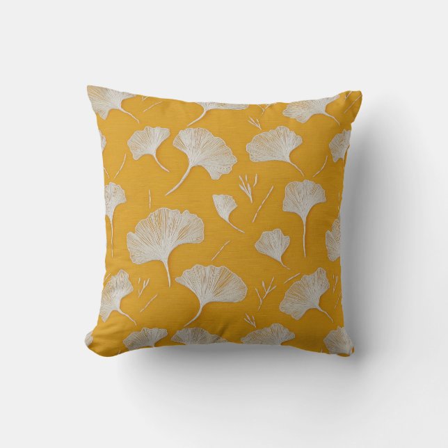 Coussin Motif Ginkgo Leaf brodé (Recto)