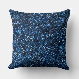 Coussin Motif Glam Paillettes Brillantes Bleu Royal Élégan
