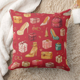 Coussin Motif Glamour de Noël Coquette Rouge