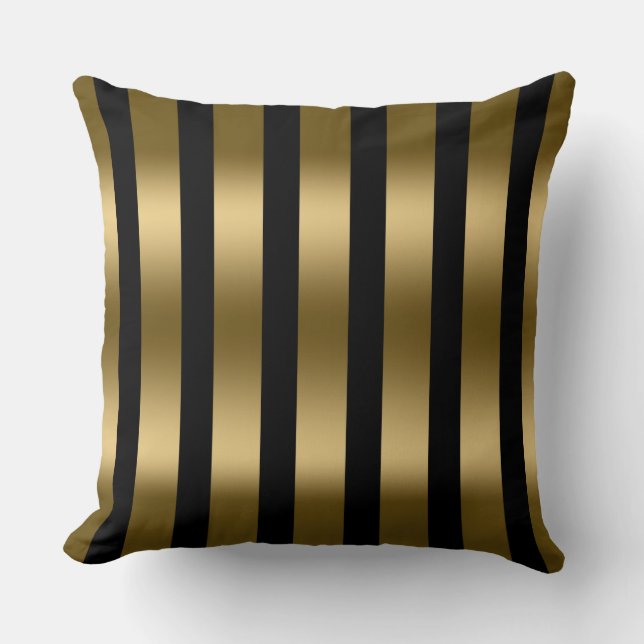 Coussin Motif Gold Stripes moderne Arrière - plan noir (Recto)