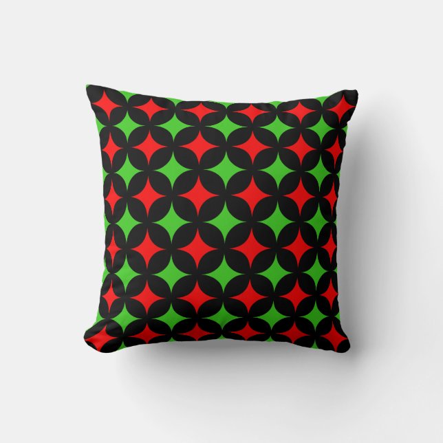 Coussin Motif Green et Red Star sur Black (Recto)