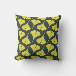 Coussin Motif Green Ginkgo Leaf