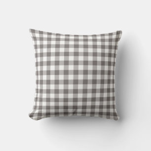Coussin Motif gris et blanc En vichy À damiers
