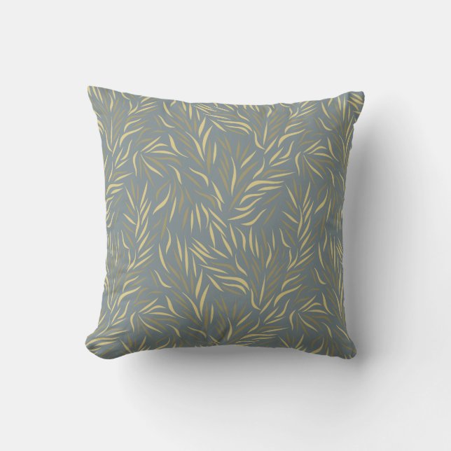 Coussin Motif gris Feuille jaune (Recto)