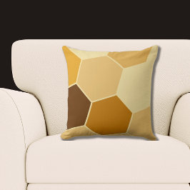 Coussin Motif Hexagon Brown jaune