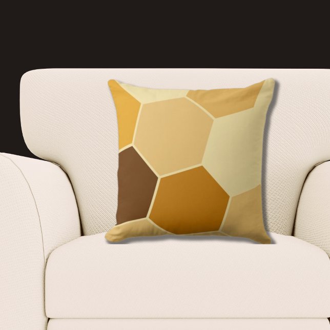 Coussin Motif Hexagon Brown jaune (Yellow Brown Hexagon Pattern Throw Pillow)