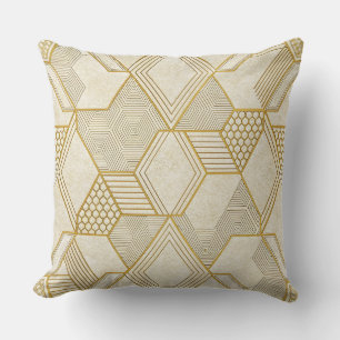 Coussin Motif hexagonal organique moderne   Crème et beige