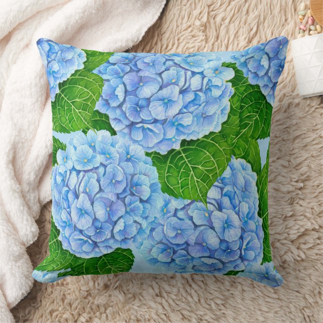 Coussin Motif hydrangée bleu (Couverture)