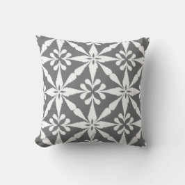 Coussin Motif Ikat Star - gris / gris et blanc